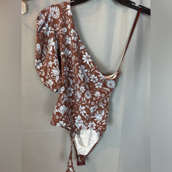 Intimately Free People One Shoulder Floral Print Bodysuit- Sz Small - Picture 3 of 8
